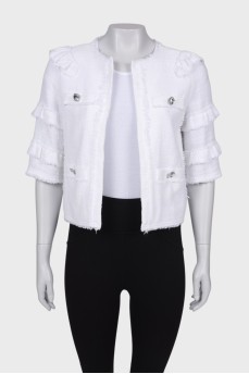 White Tweed Short Sleeve Jacket