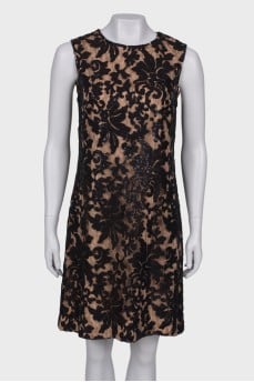 Openwork dress with sequins with a tag
