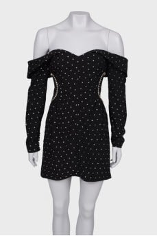 Black dress with rhinestones with a tag