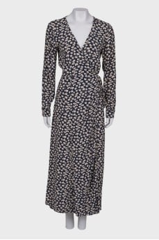 Wrap print maxi dress