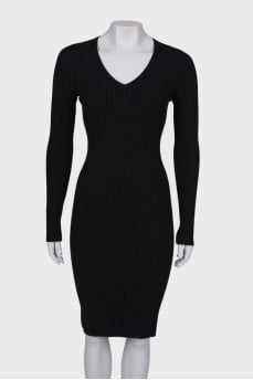 V-neck wool dress