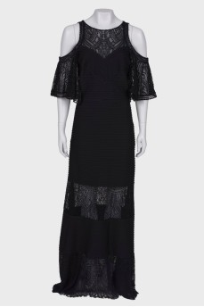 Maxi dress with translucent inserts