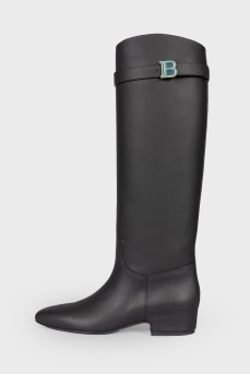 Royce black leather boots