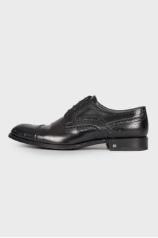 Men's black leather brogues