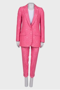 Pink suit with embroidery