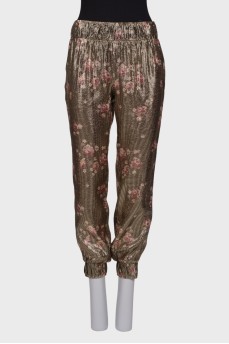 Pants with lurex and print