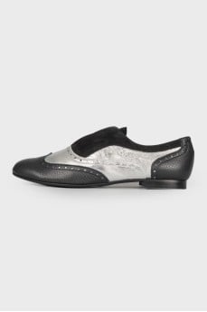 Combined leather brogues