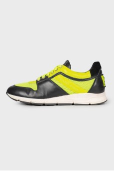 Bright yellow mesh sneakers