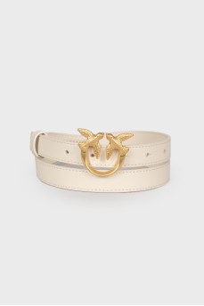 Love Birds white leather belt