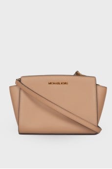 Leather trapezoid bag
