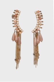 Earrings with rhinestones and chain