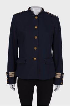 Blue jacket with gold cuffs