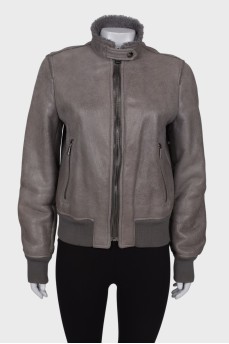 Gray sheepskin coat