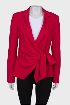 Red wrap jacket with tag