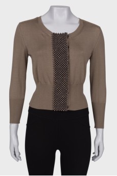 Cardigan with wooden beads
