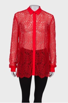 Semi-sheer fishnet shirt