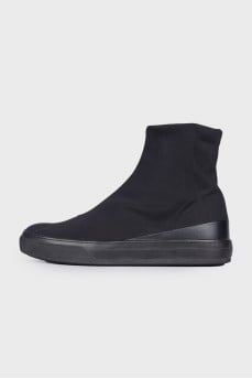 Textile flat boots
