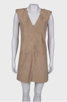 V-neck leather dress