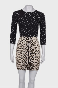 Black and white mixed print dress