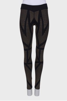 Leggings with metallic rhinestones