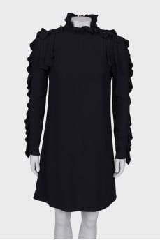 Black dress with ruffled sleeves
