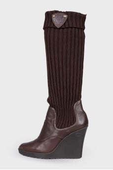 Boots with a knitted part