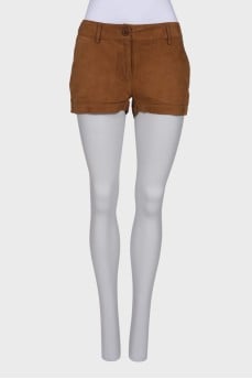 Brown leather shorts