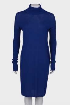 Woolen midi dress with collar