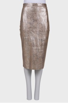 Silver snakeskin print skirt
