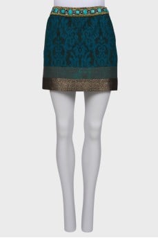 Turquoise skirt with beads