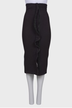 Wool straight skirt
