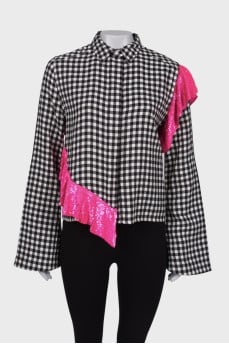Checked jacket with ruffles