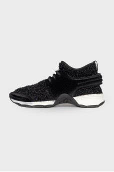 Textile sneakers with lurex