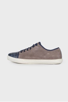 Graphite sneakers with embossed toecap