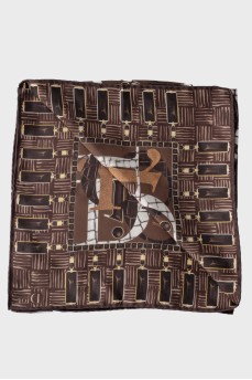 Printed silk brown kerchief