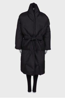 Maxi down jacket with pockets