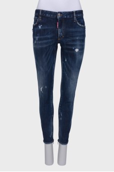 Navy blue distressed jeans