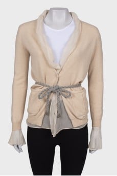 Cashmere cardigan with rope waist