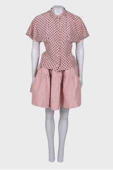 Polka dots silk suit