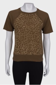 Green T-shirt with rhinestones