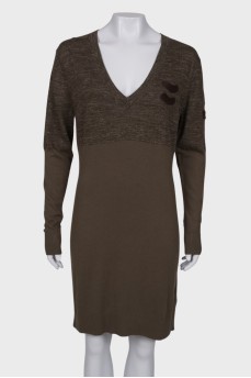 Dark green V-neck dress with tag