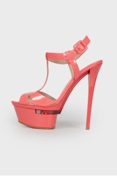 Patent stiletto sandals