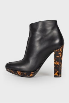 Printed leather ankle boots
