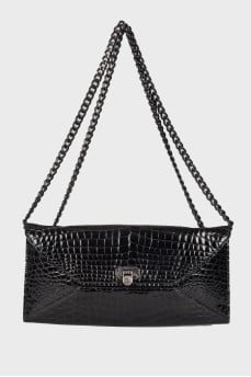 Leather bag with chain