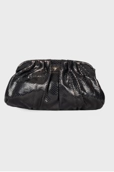 Embossed leather clutch