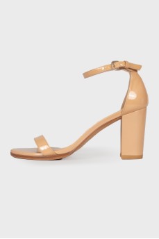 Beige patent sandals