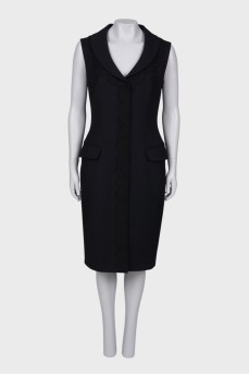 Black wool collared dress