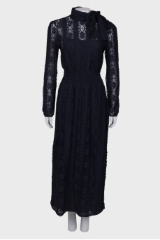 Lace navy blue maxi dress