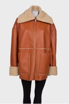 Sheepskin coat made of eco-leather