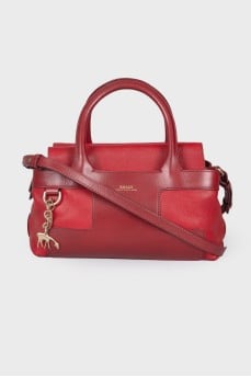 Leather red bag with keychain